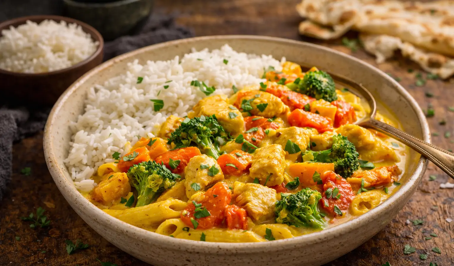 Kurczak w sosie curry z warzywami