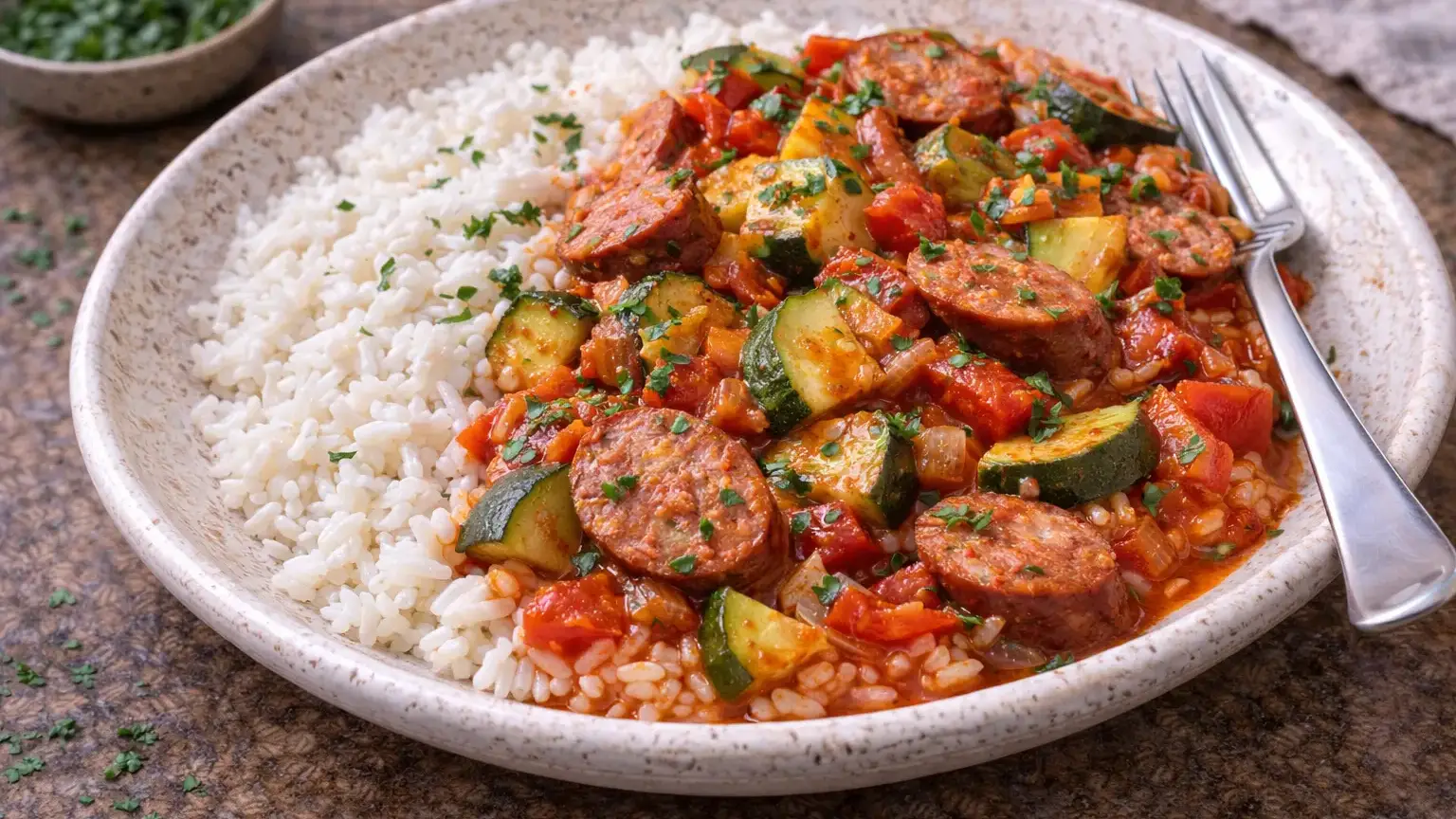 Leczo z cukinią i kiełbasą