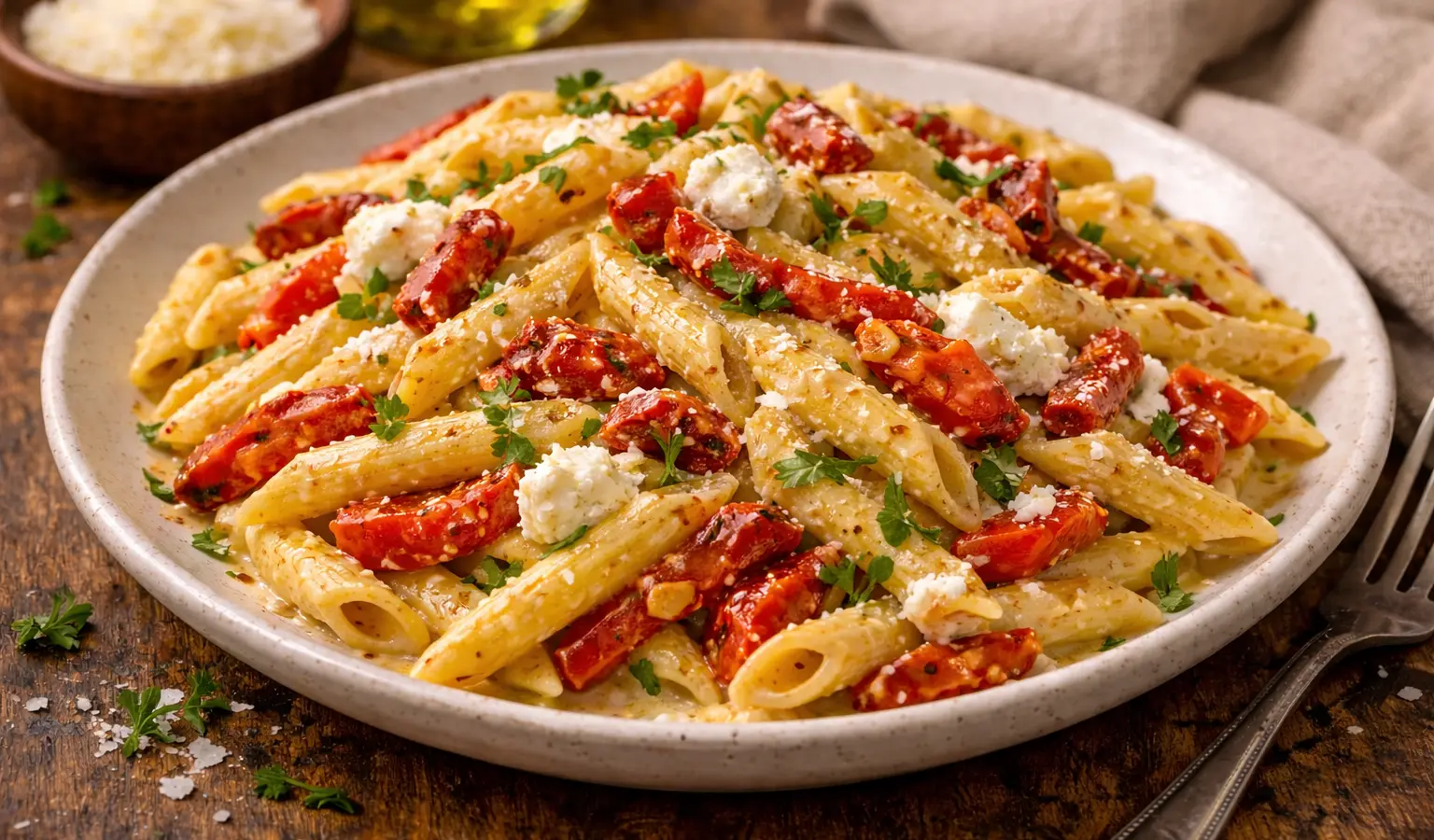 Makaron z pieczoną papryką i ricottą