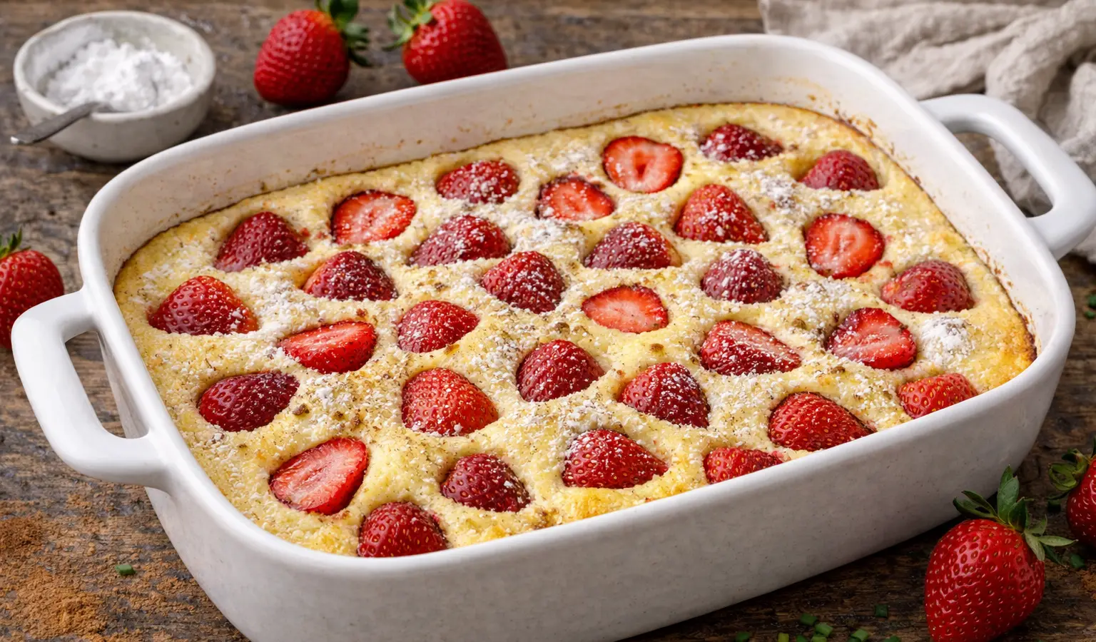 Kasza manna z piekarnika z truskawkami