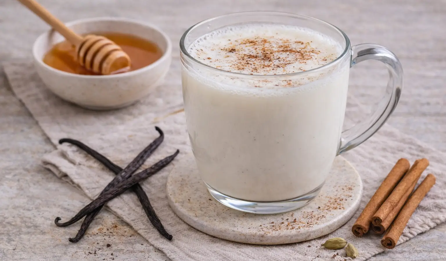 Gorące mleko z miodem i wanilią