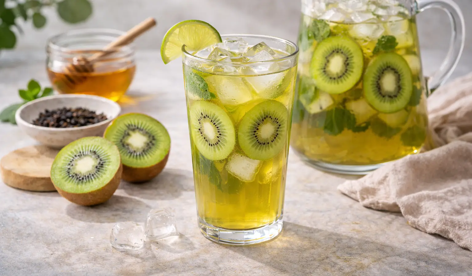 Mrożona zielona herbata z kiwi