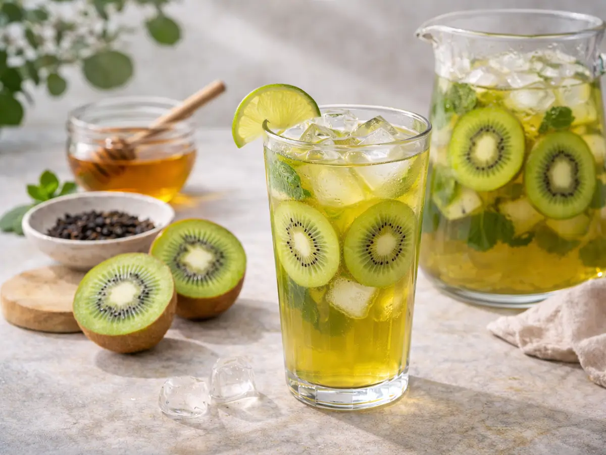 Mrożona zielona herbata z kiwi