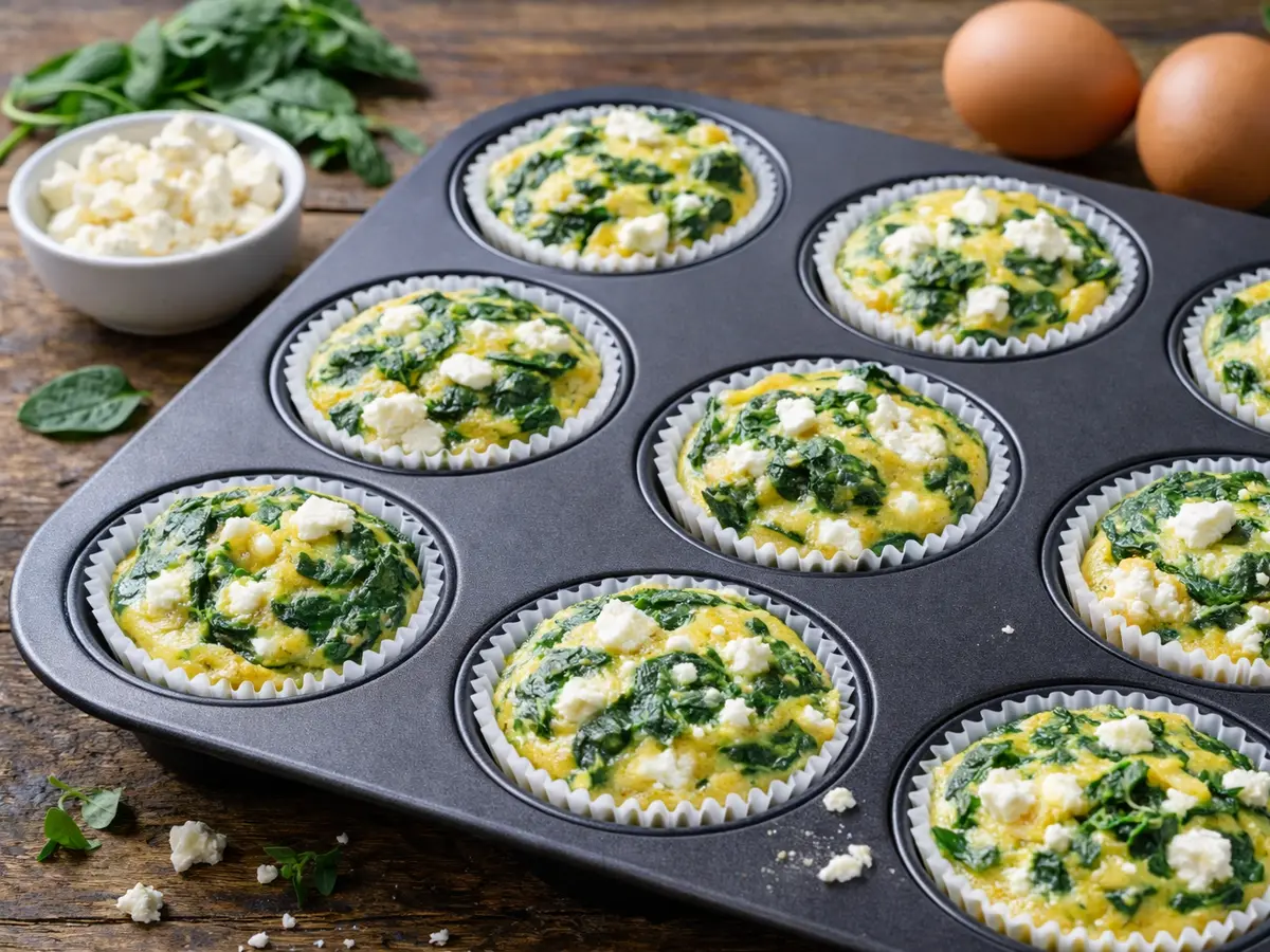 Muffinki jajeczne ze szpinakiem