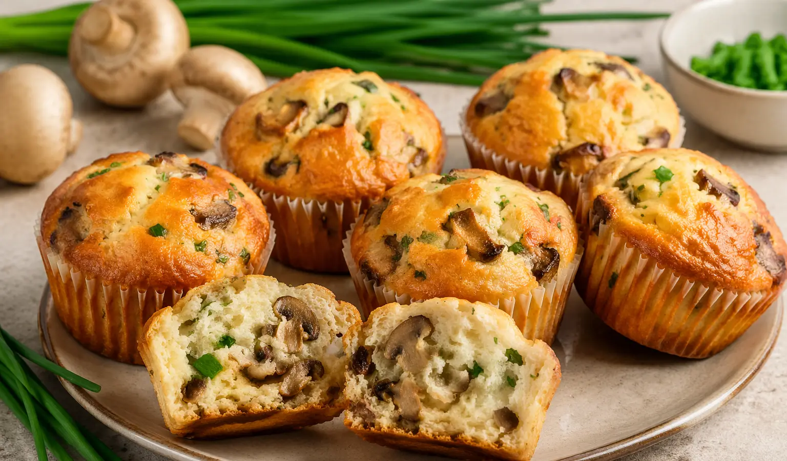 Muffinki z pieczarkami i szczypiorkiem