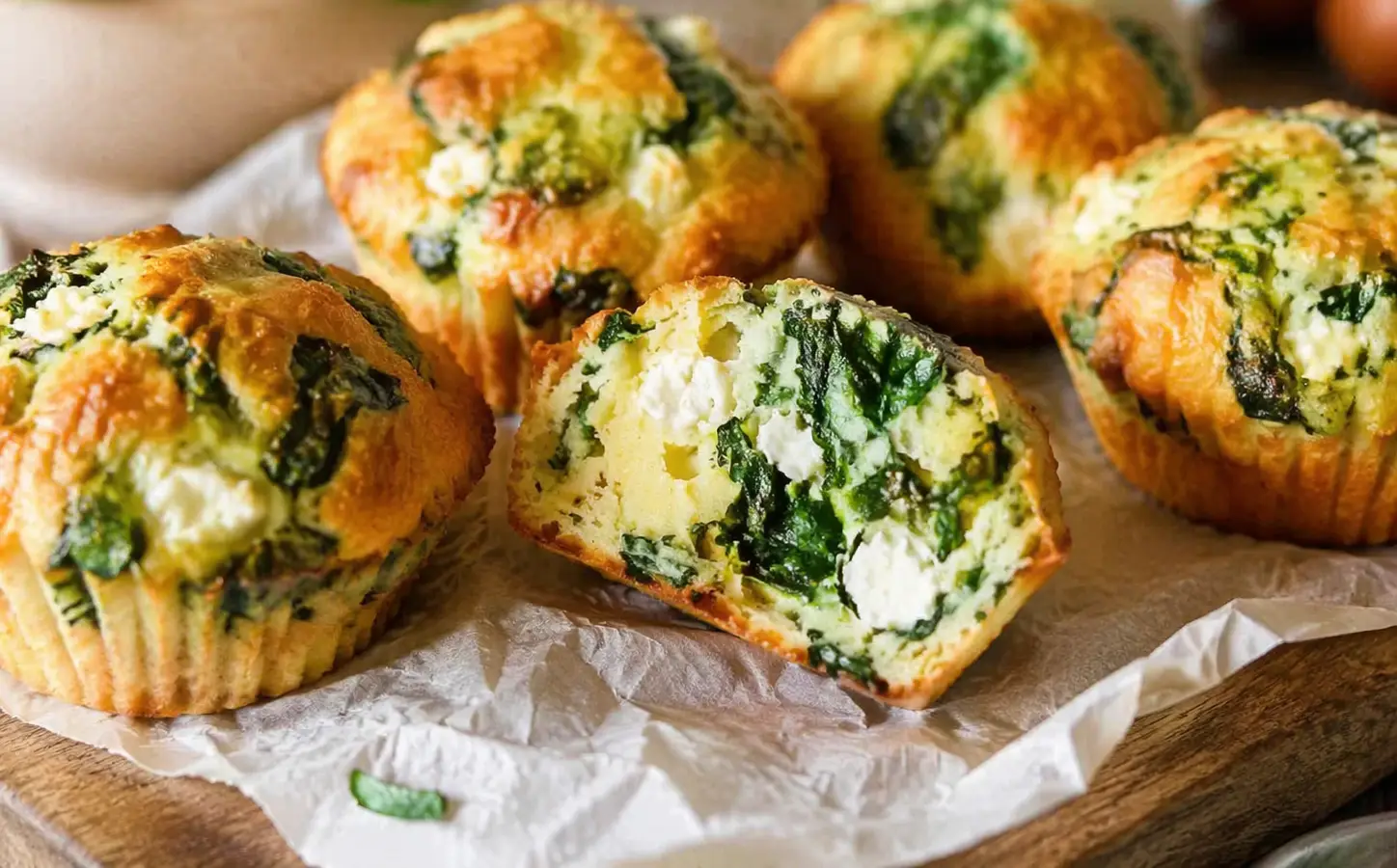 Wytrawne muffinki ze szpinakiem i fetą