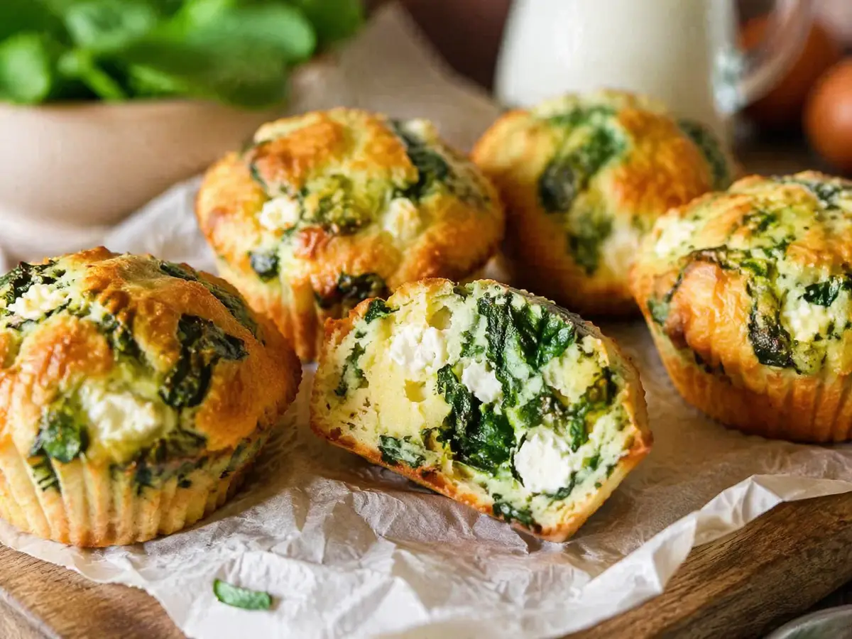 Wytrawne muffinki ze szpinakiem i fetą