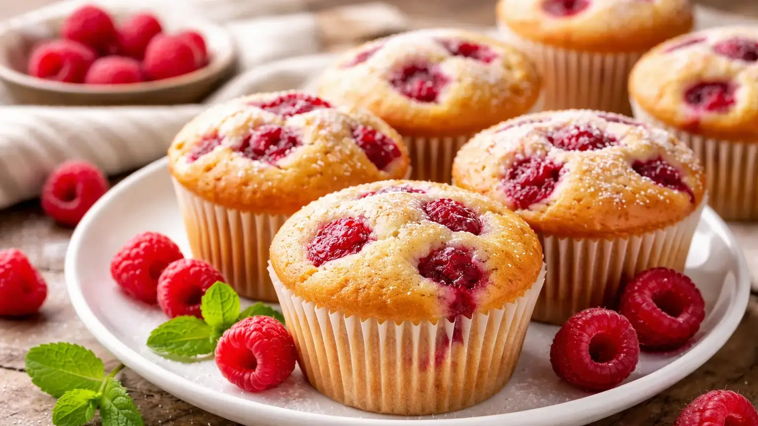 Muffiny waniliowe z malinami