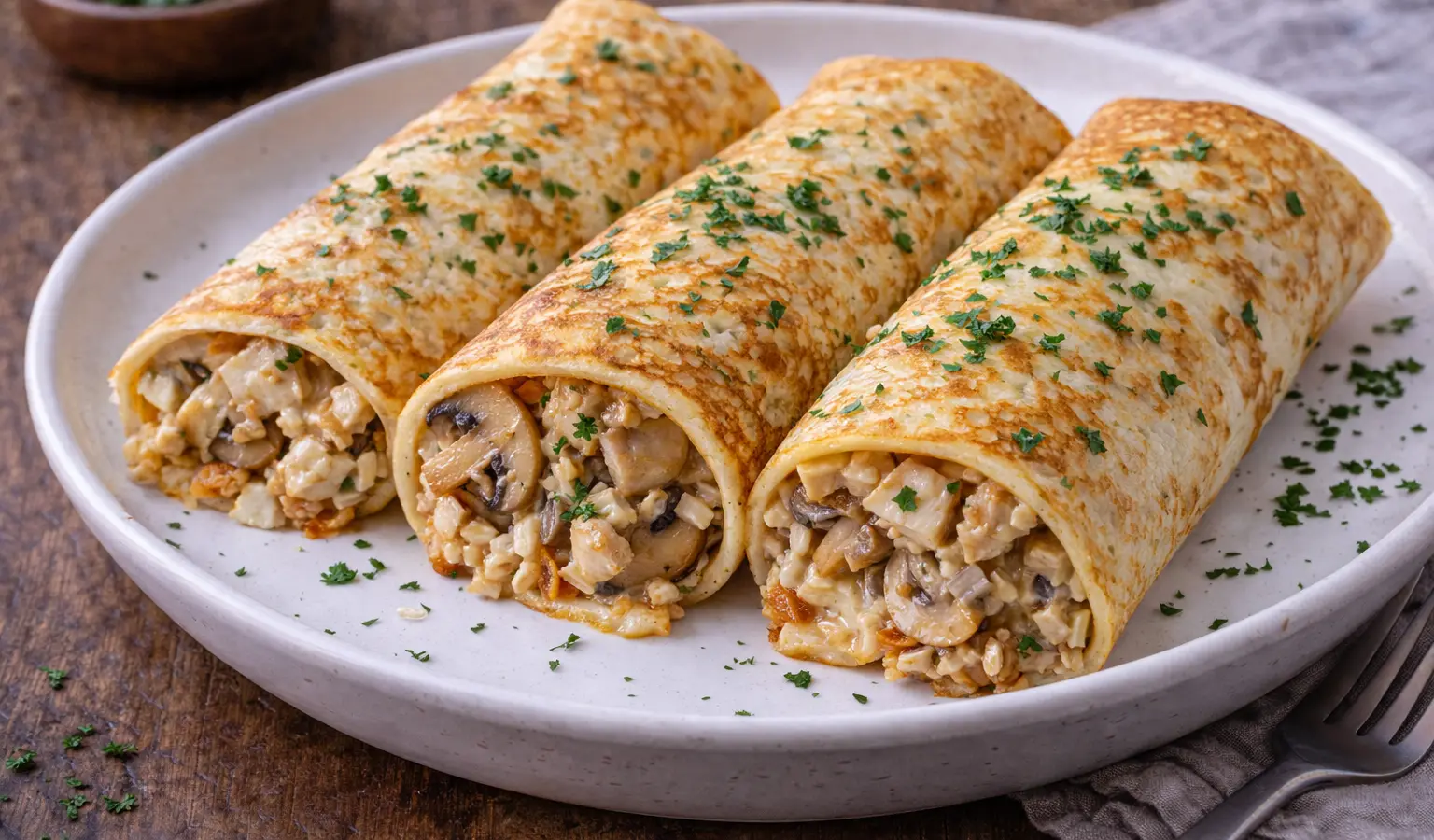 Naleśniki z kurczakiem i pieczarkami