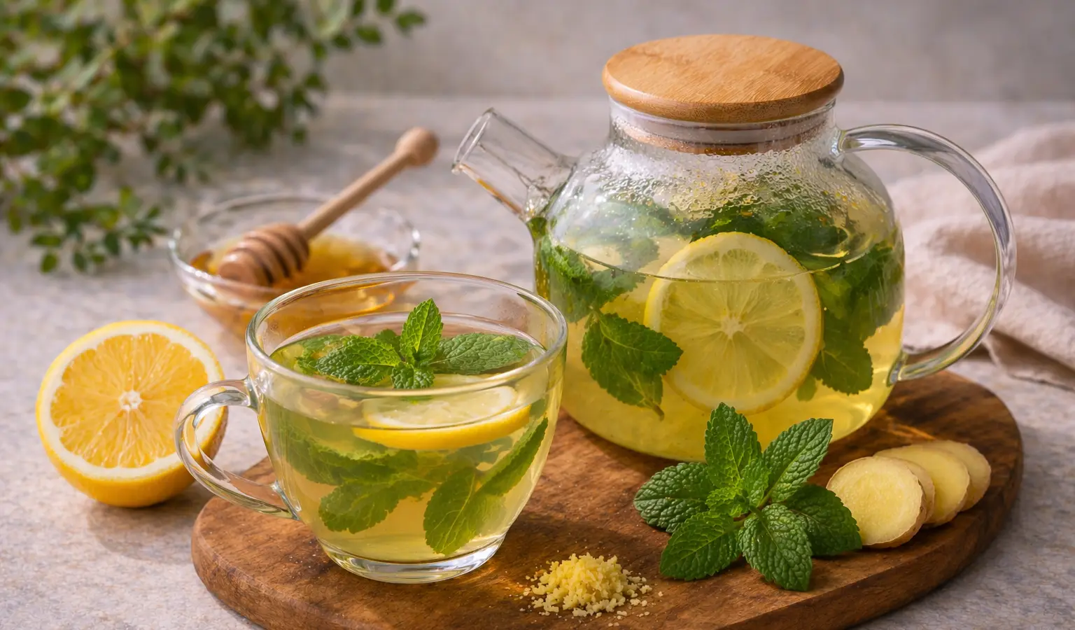 Napar z mięty i cytryny