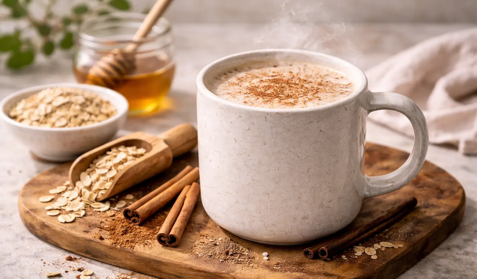 Napój owsiany z cynamonem