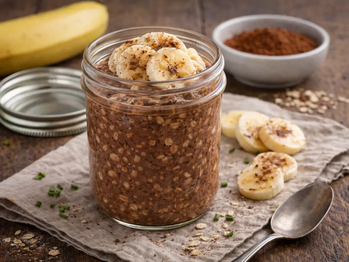 Nocna owsianka z bananem i kakao