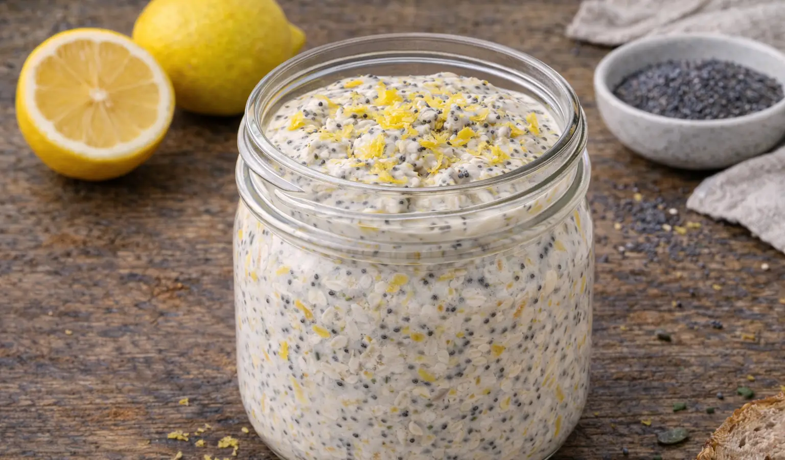 Nocna owsianka cytrynowa z makiem