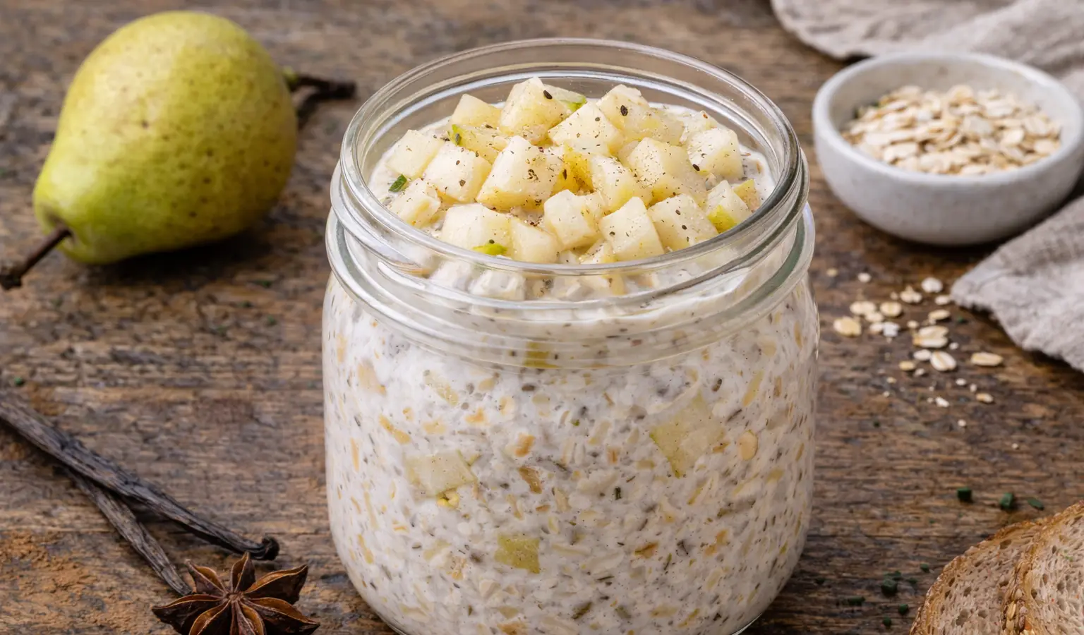 Nocna owsianka z gruszką i wanilią