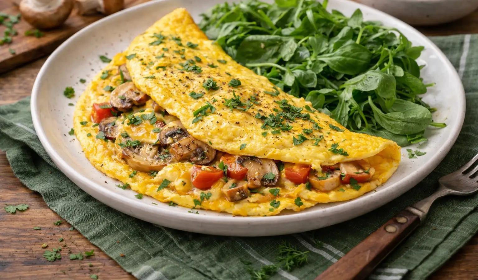 Omlet z pieczarkami i serem gouda