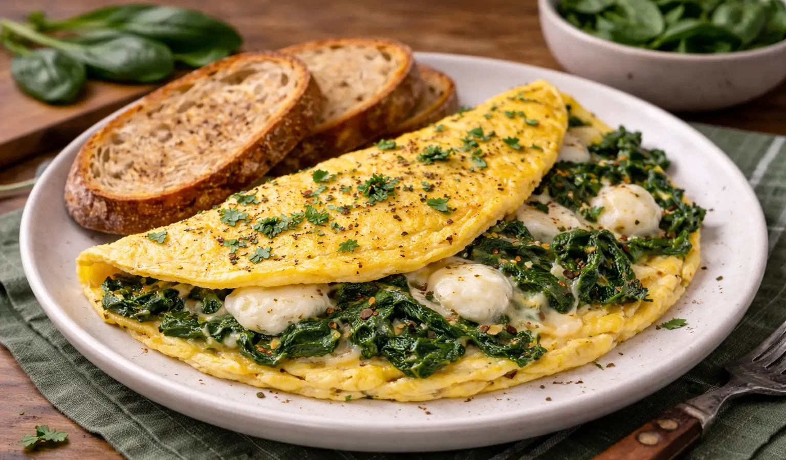 Omlet ze szpinakiem i mozzarellą