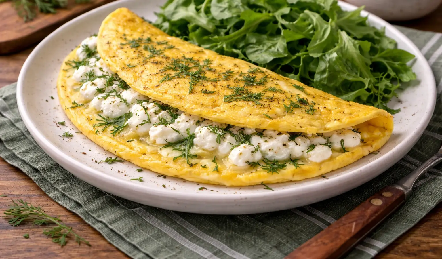 Omlet z twarożkiem i koperkiem