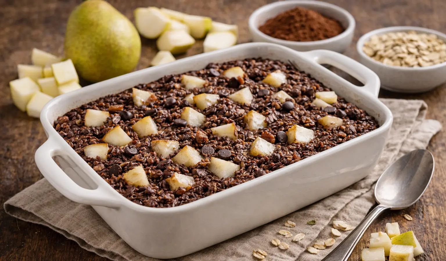 Owsianka pieczona z gruszką i kakao