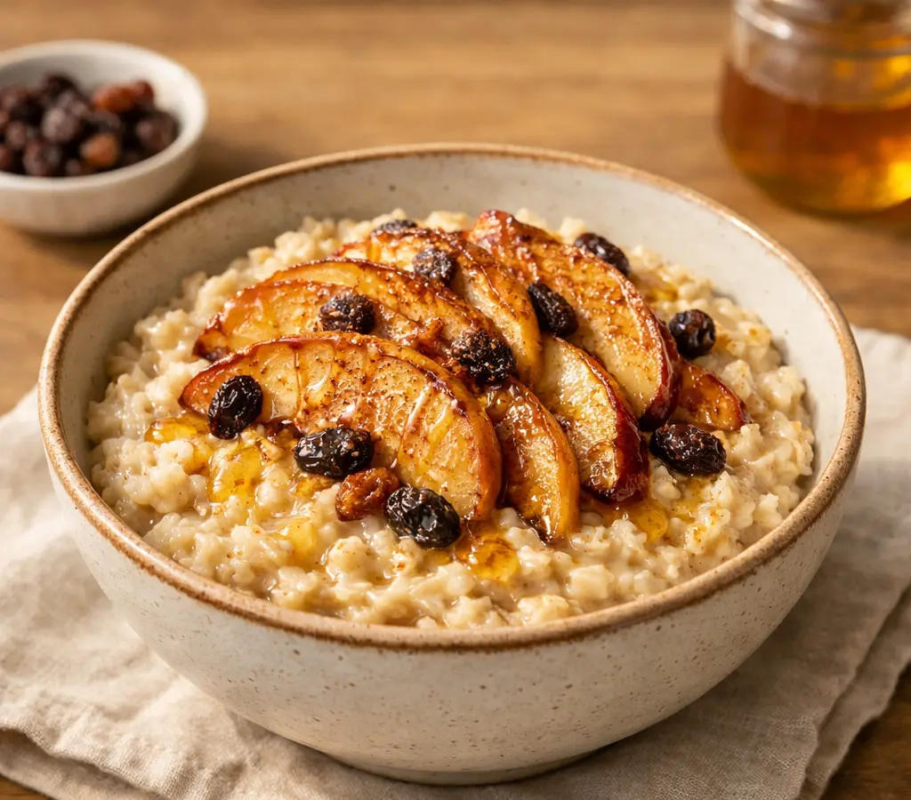 Owsianka z pieczonym jabłkiem i cynamonem