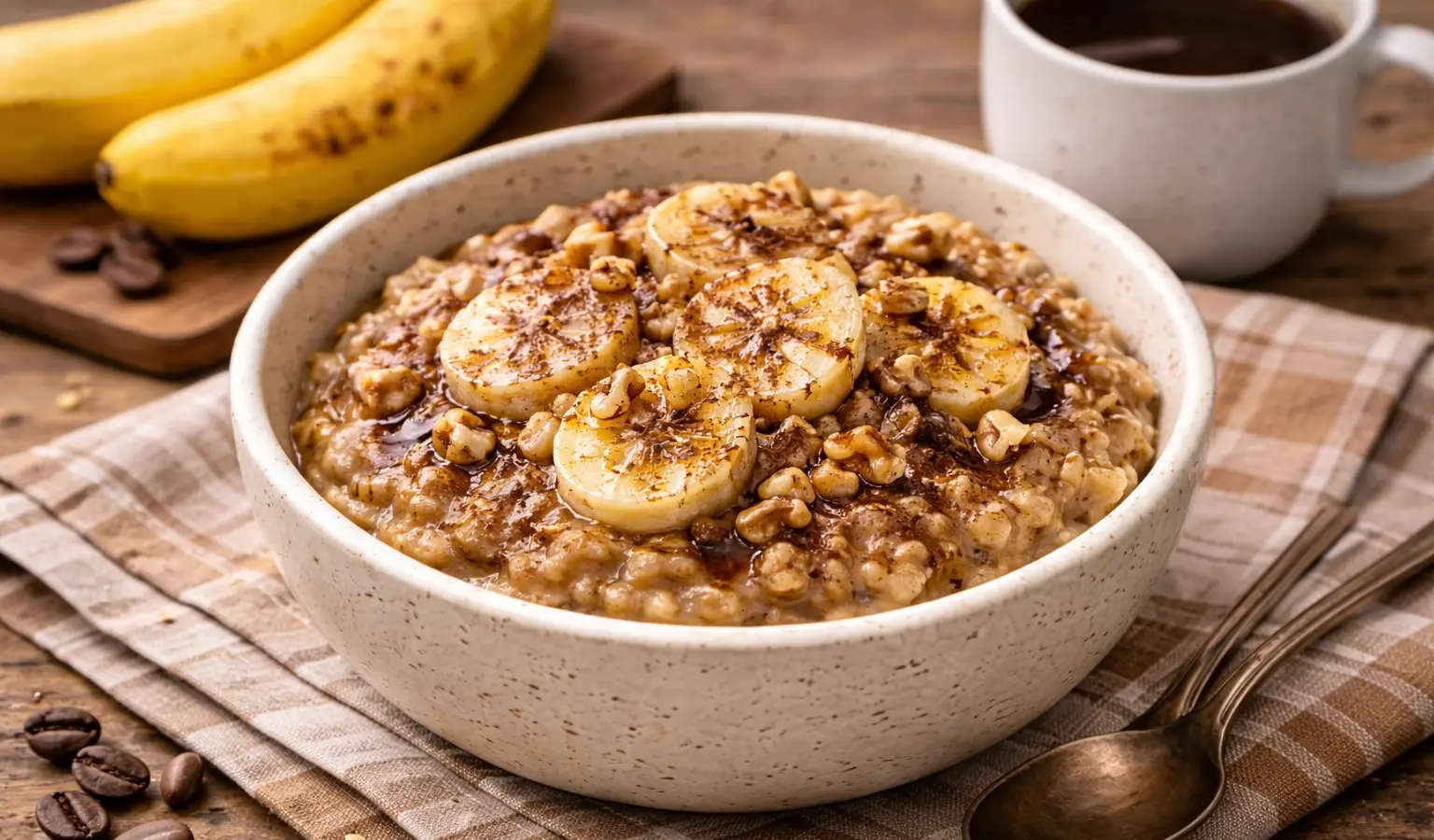 Owsianka kawowa z bananem
