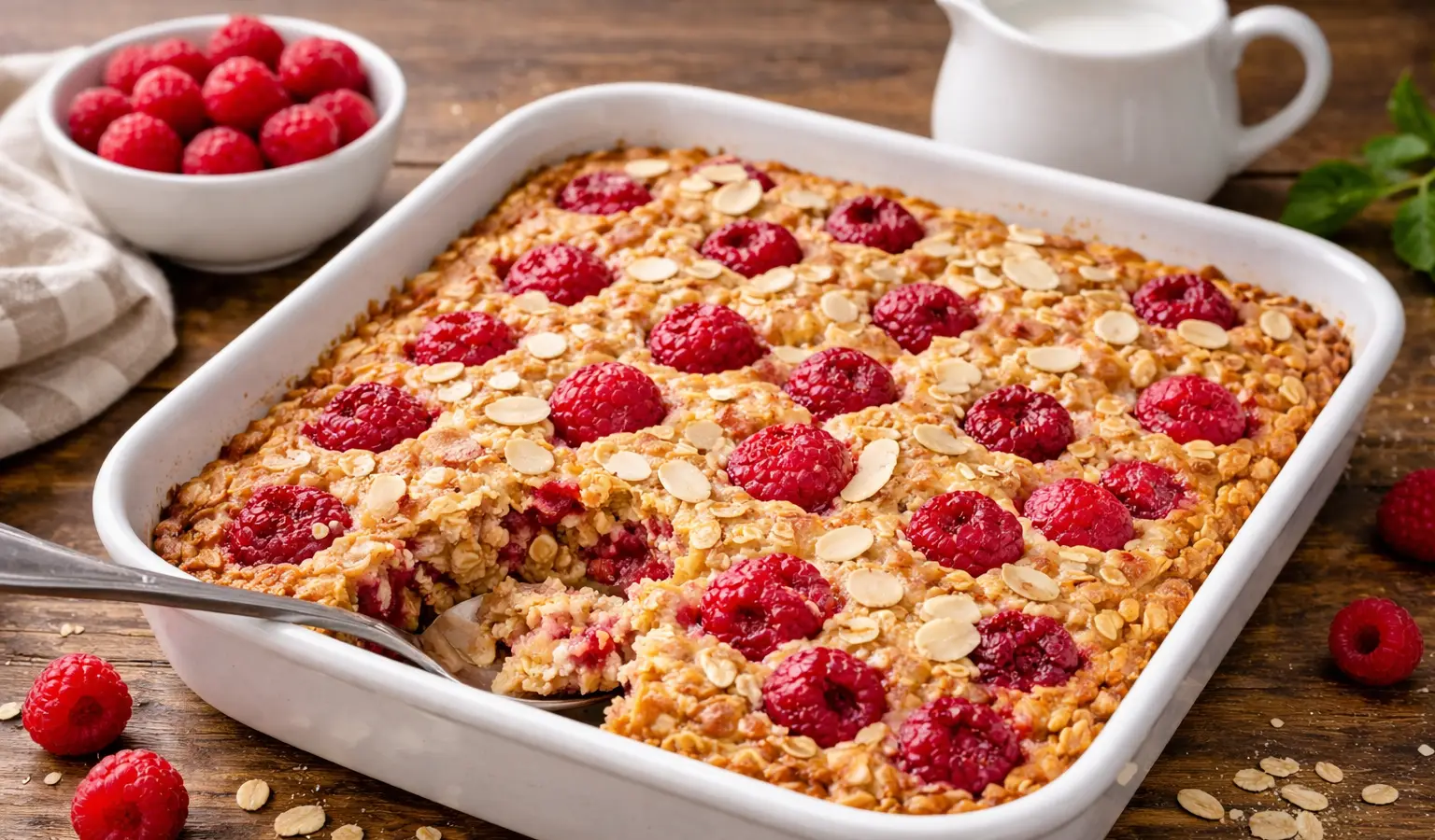 Owsianka pieczona z malinami