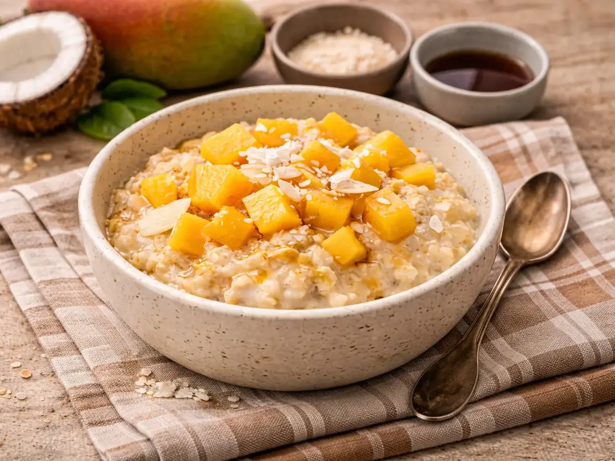 Owsianka kokosowa z mango