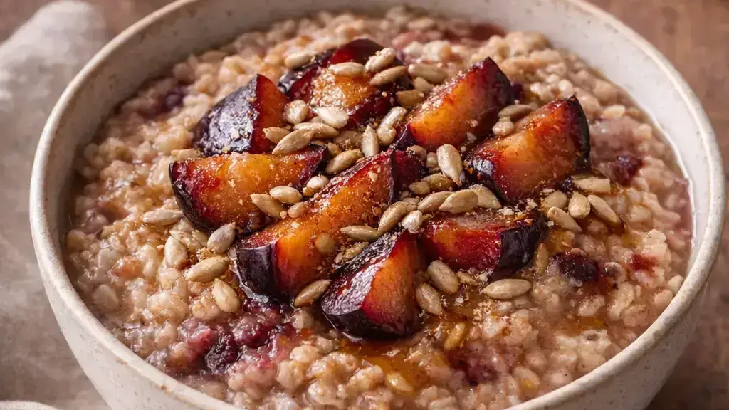 Owsianka śliwkowa z pestkami słonecznika