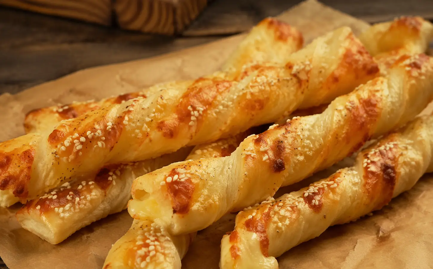 Paluszki serowe z ciasta francuskiego