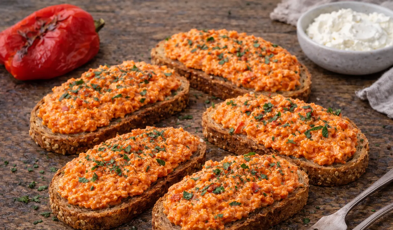 Pasta z pieczonej papryki i ricotty