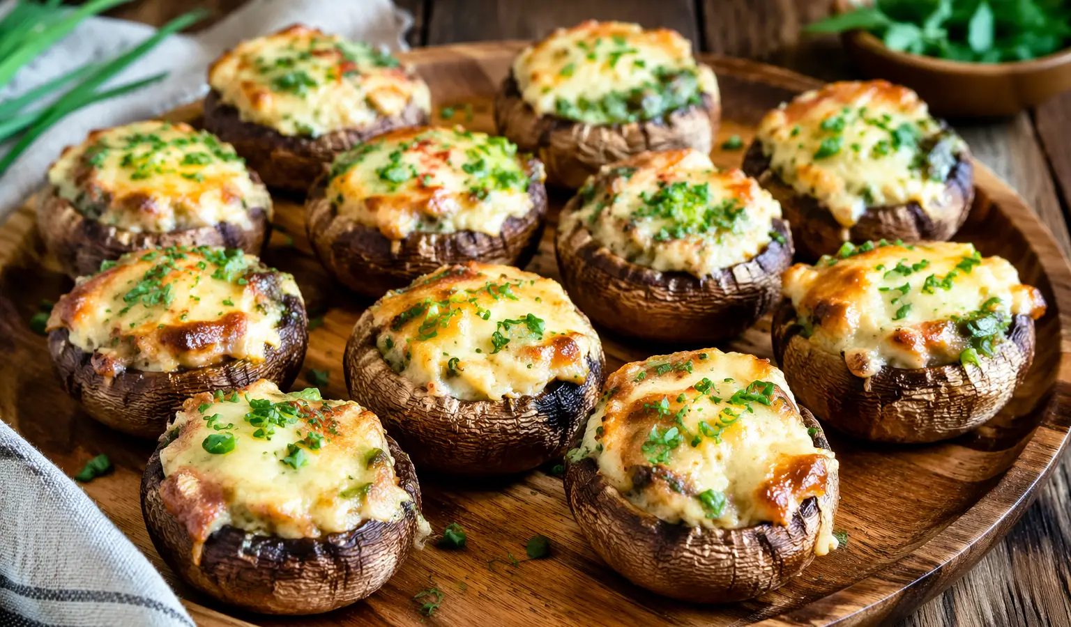 Pieczone pieczarki faszerowane serem