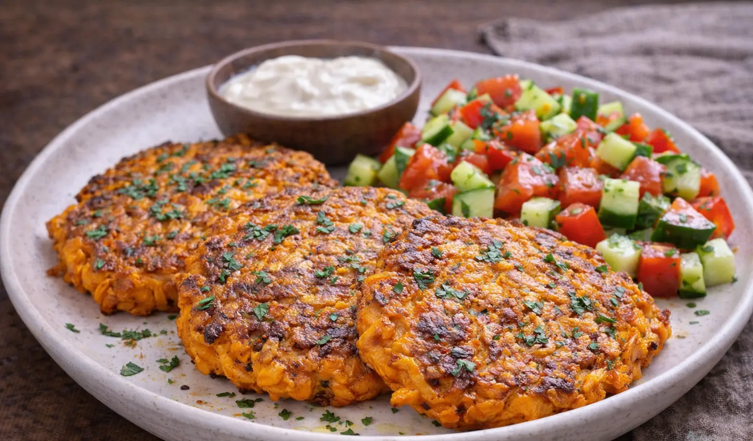 Placki z batata z sałatką