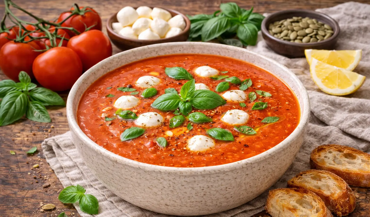 Pomidorowa z mozzarellą i bazylią