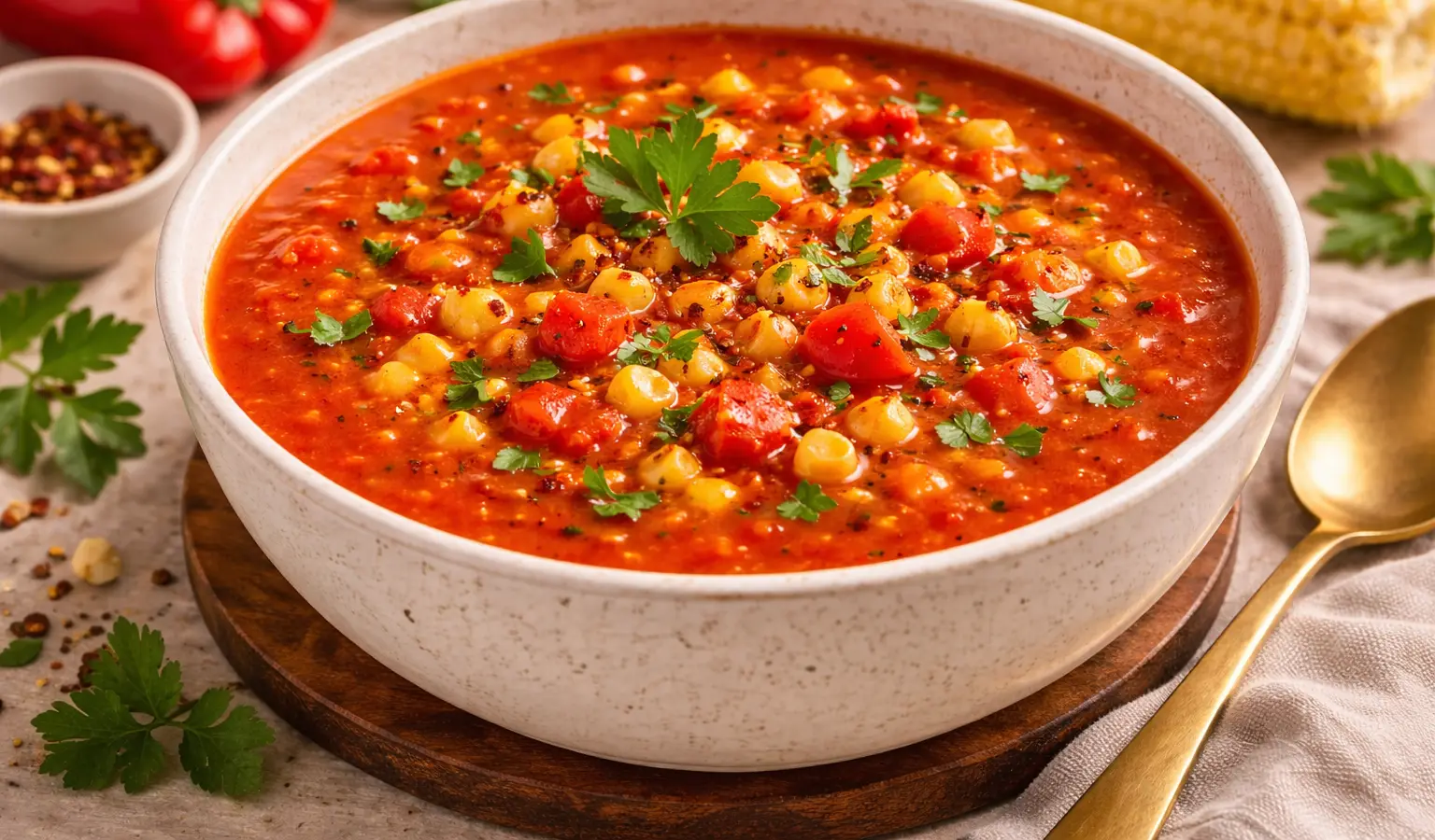 Pomidorowa z papryką i kukurydzą