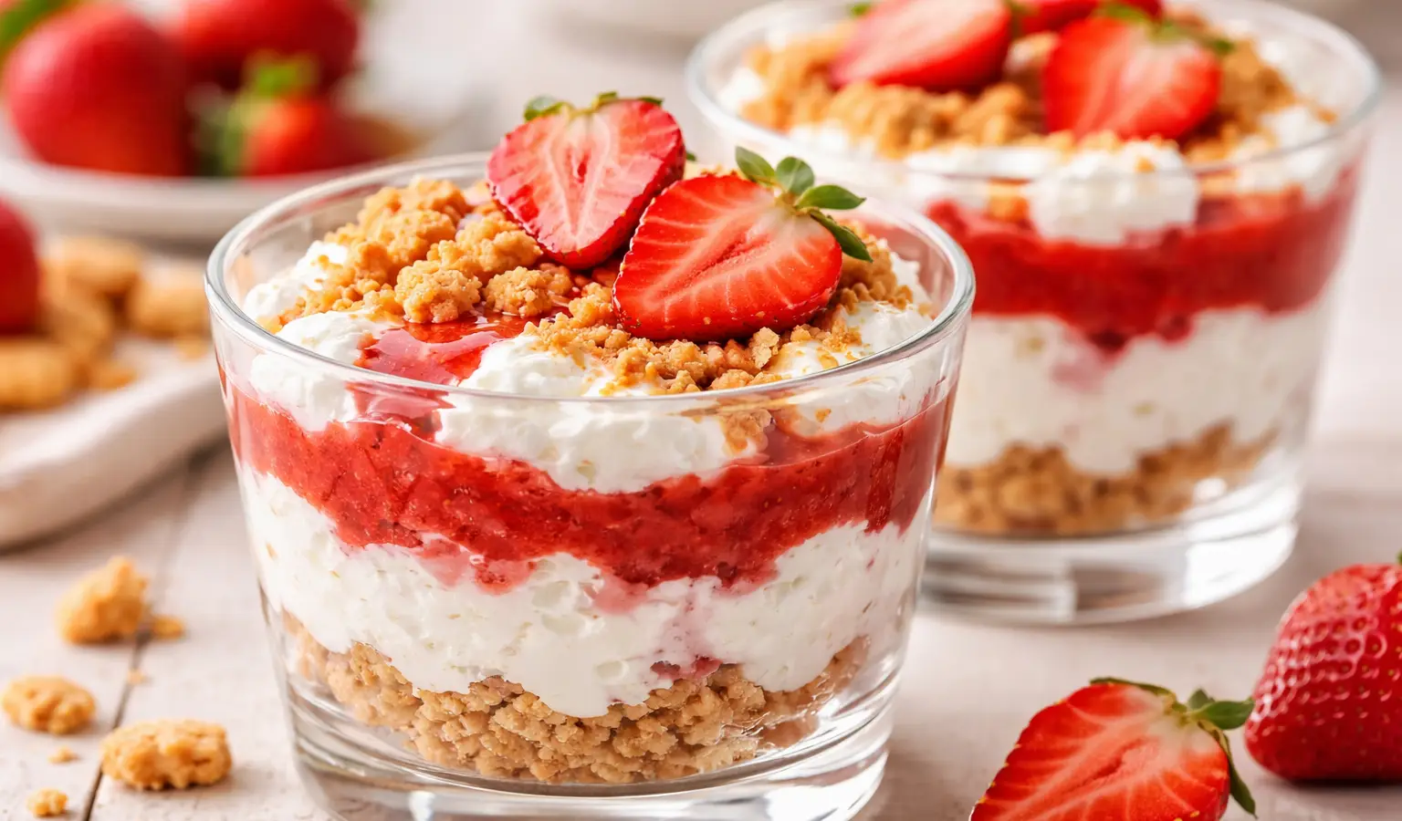 Pucharek z twarożkiem i truskawkami