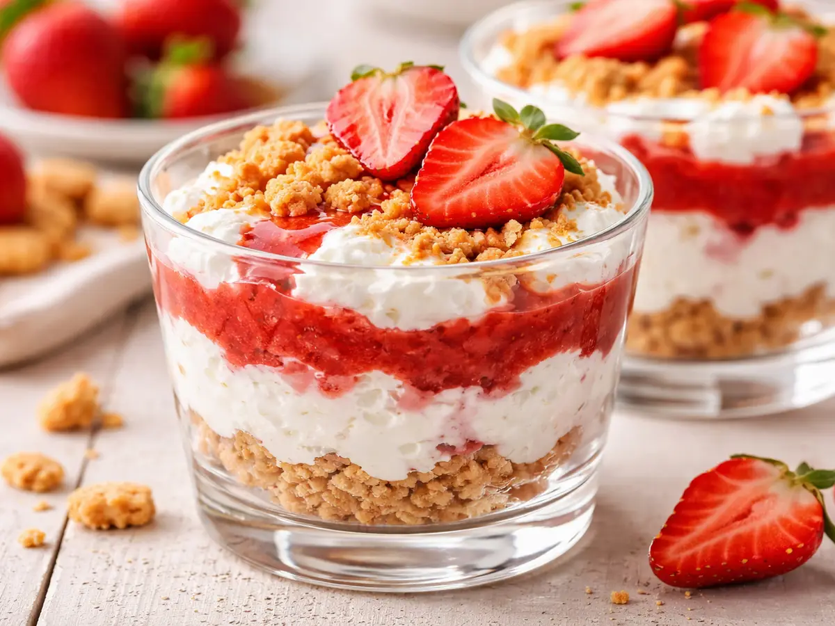 Pucharek z twarożkiem i truskawkami