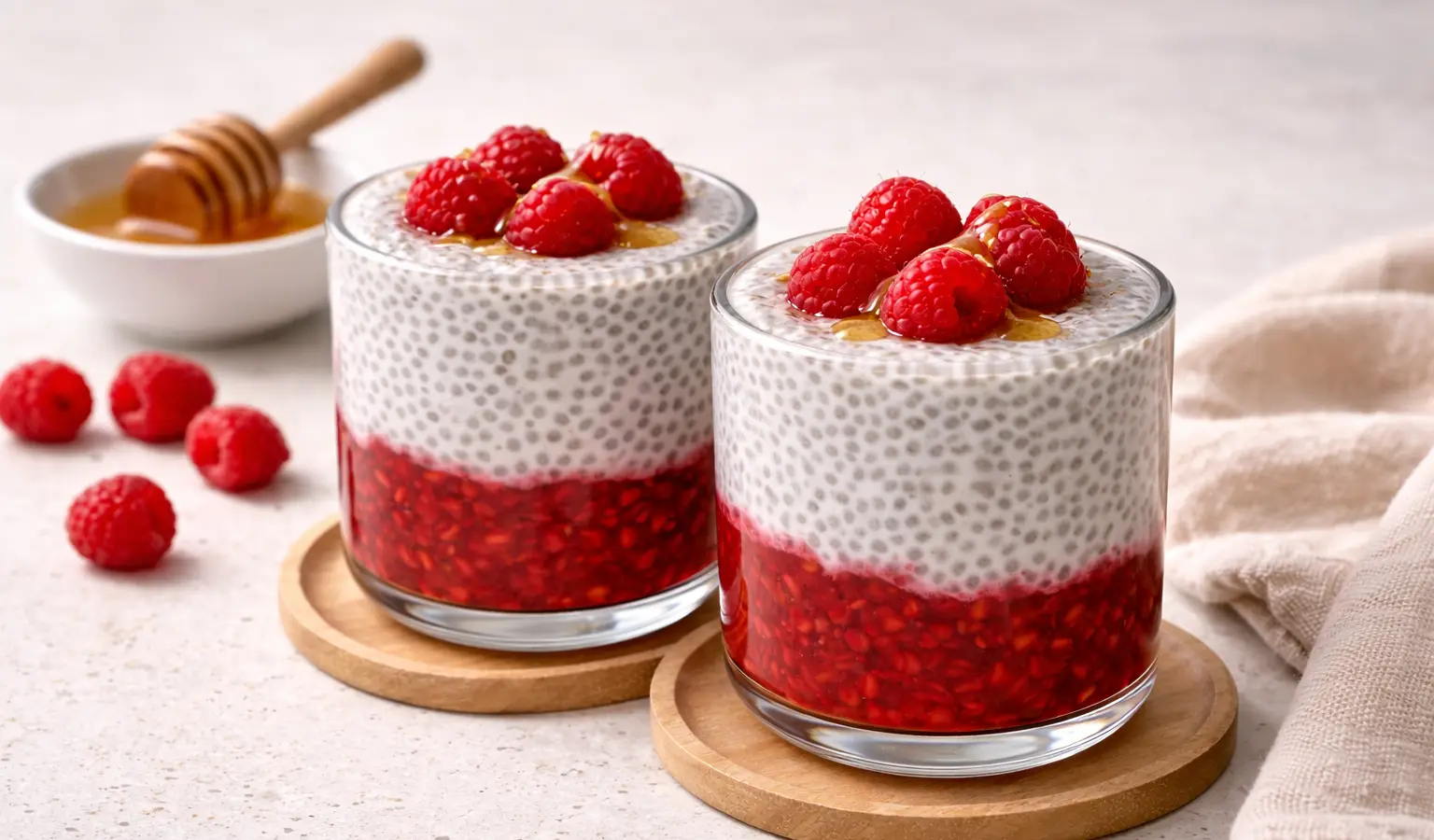 Pudding chia z malinami