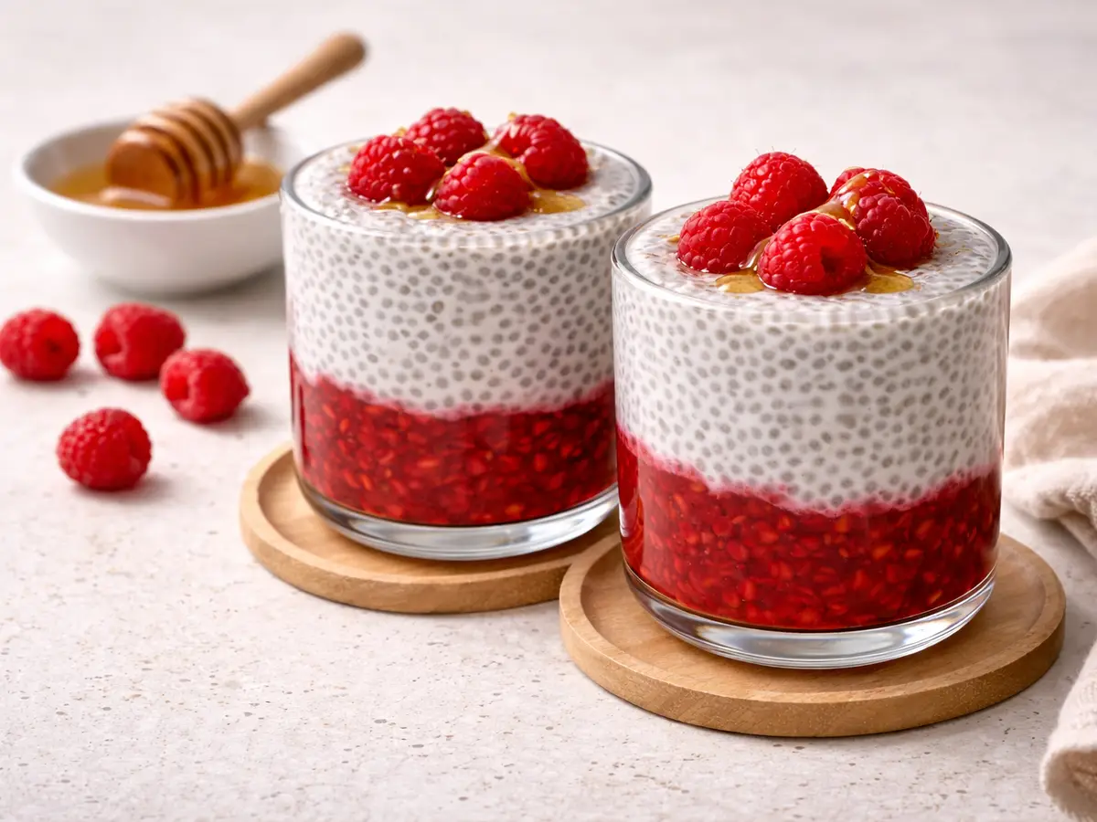 Pudding chia z malinami