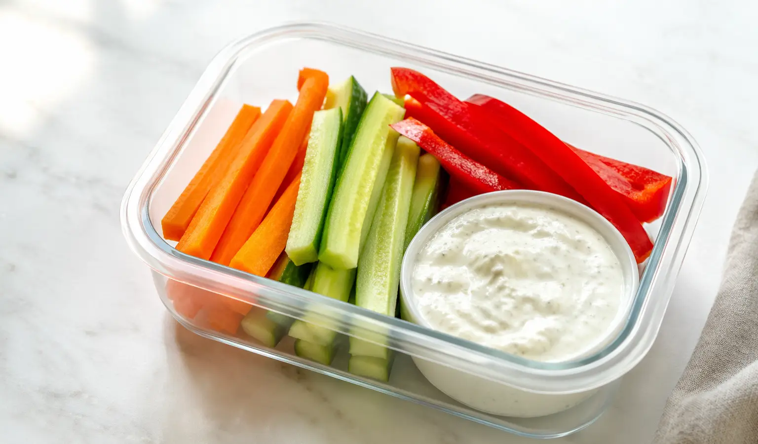Pudełko warzywne z dipem jogurtowym