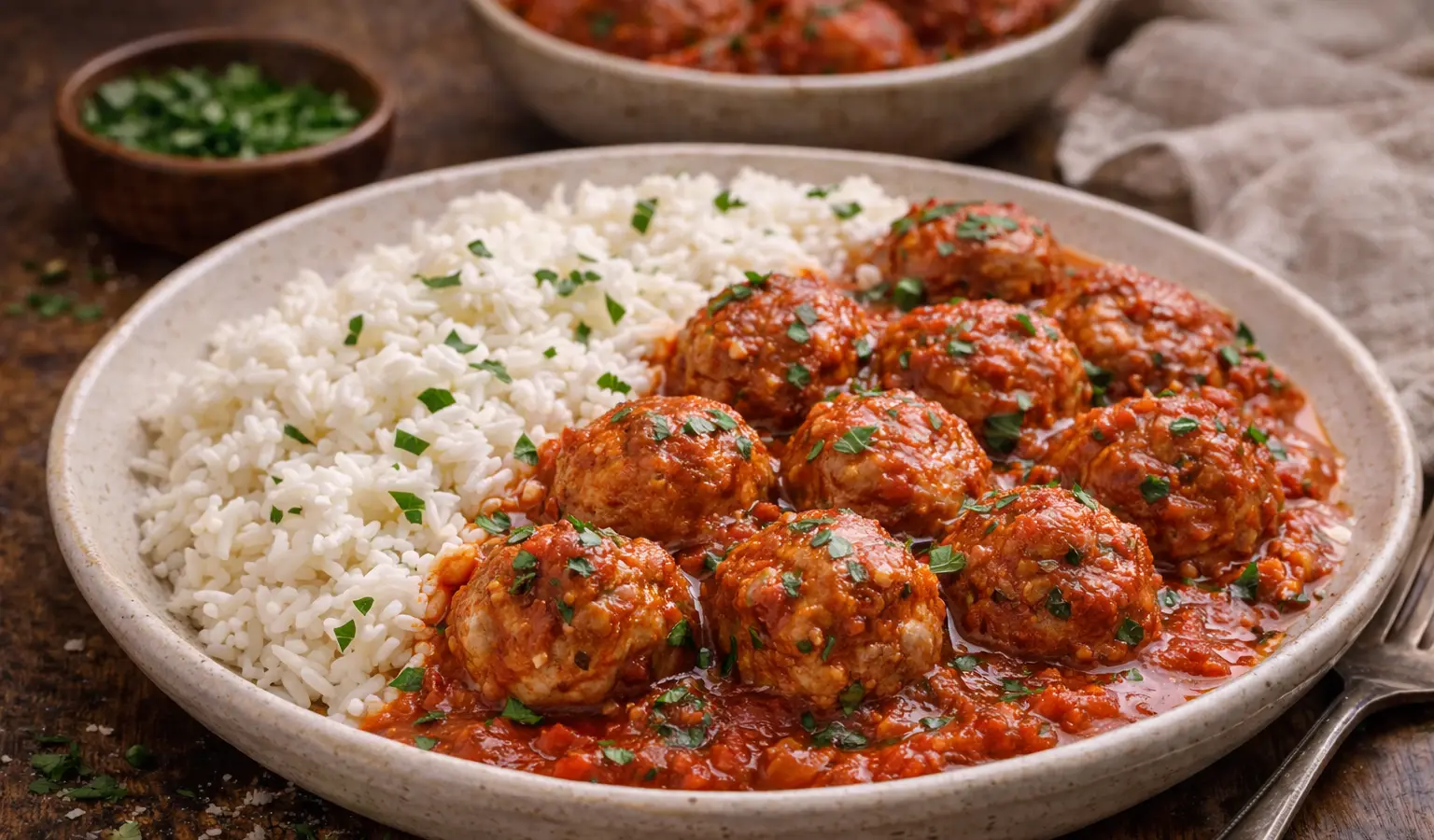 Pulpety w sosie pomidorowym z ryżem