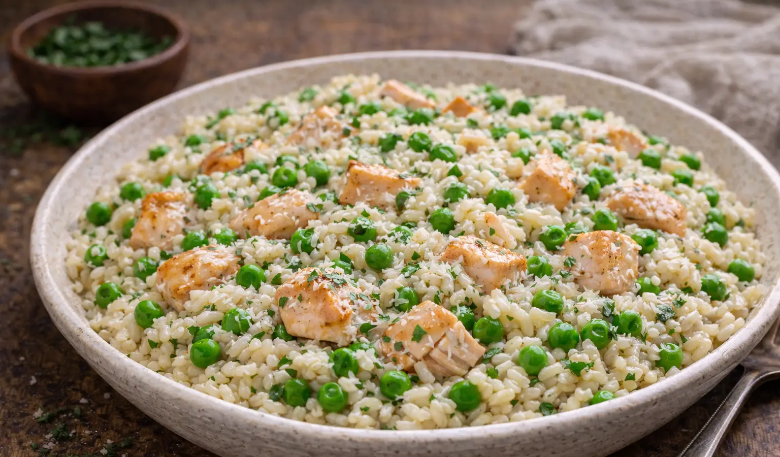 Risotto z kurczakiem i groszkiem