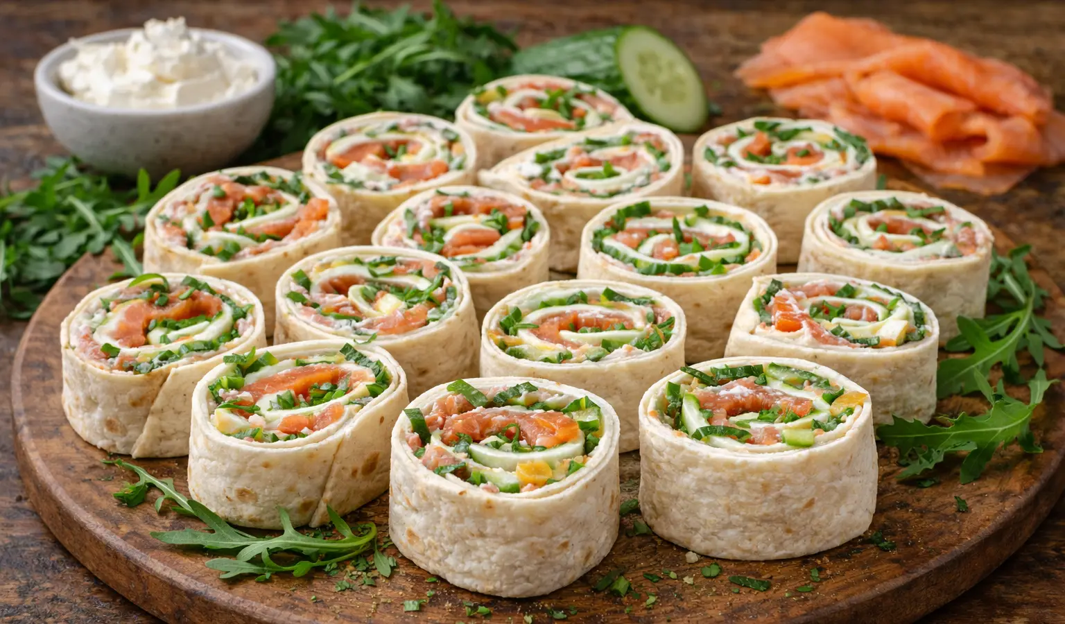 Tortilla rollsy z łososiem i serkiem