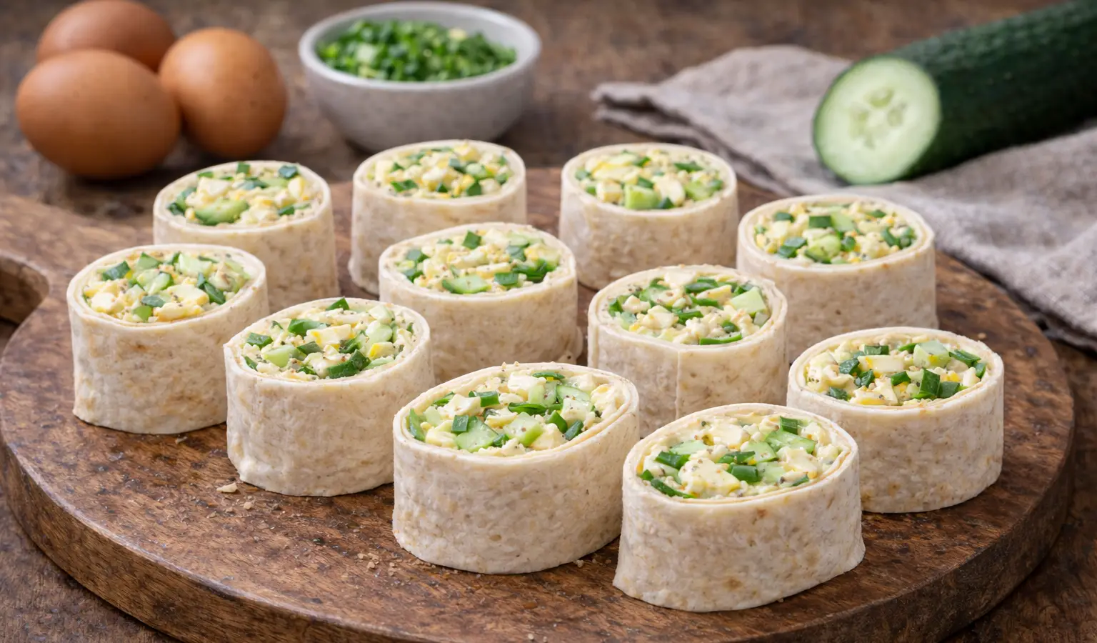 Tortilla rollsy z pastą jajeczną