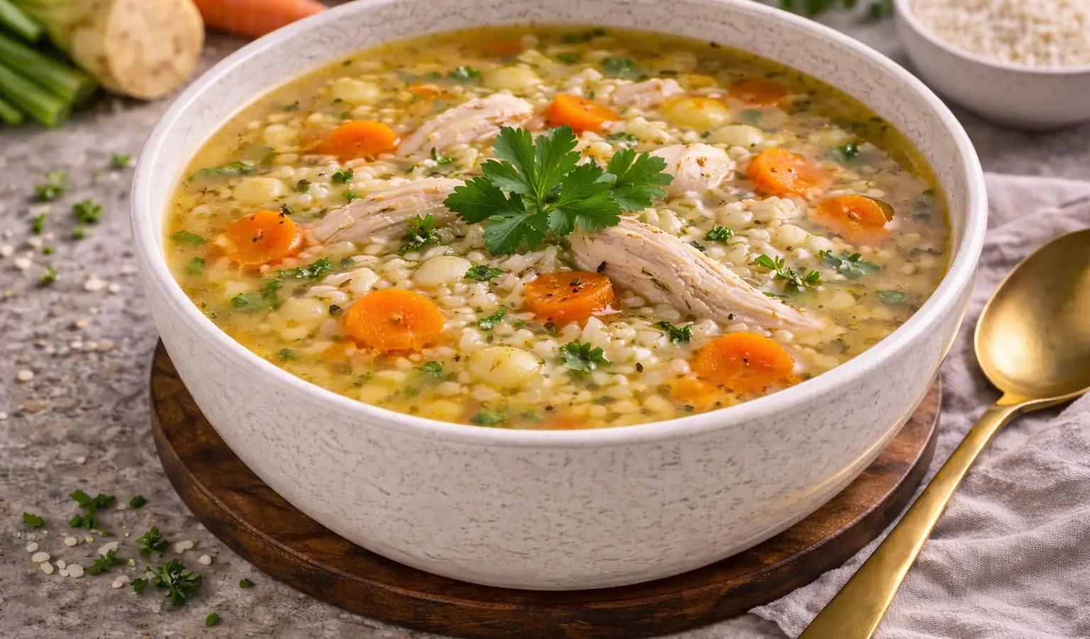 Rosół drobiowy z ryżem