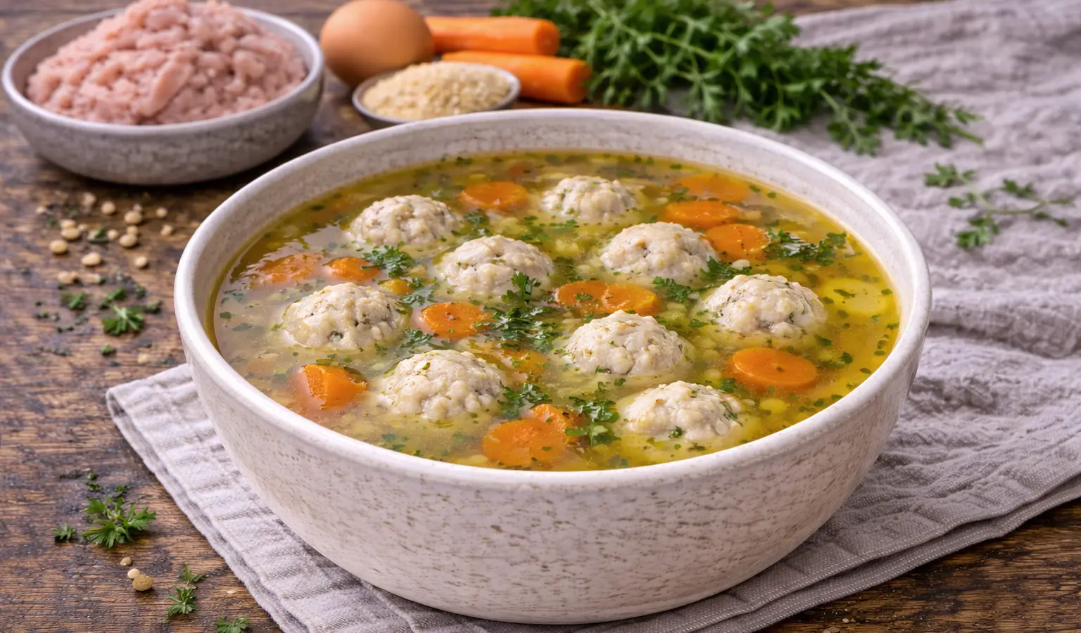 Rosół z klopsikami drobiowymi