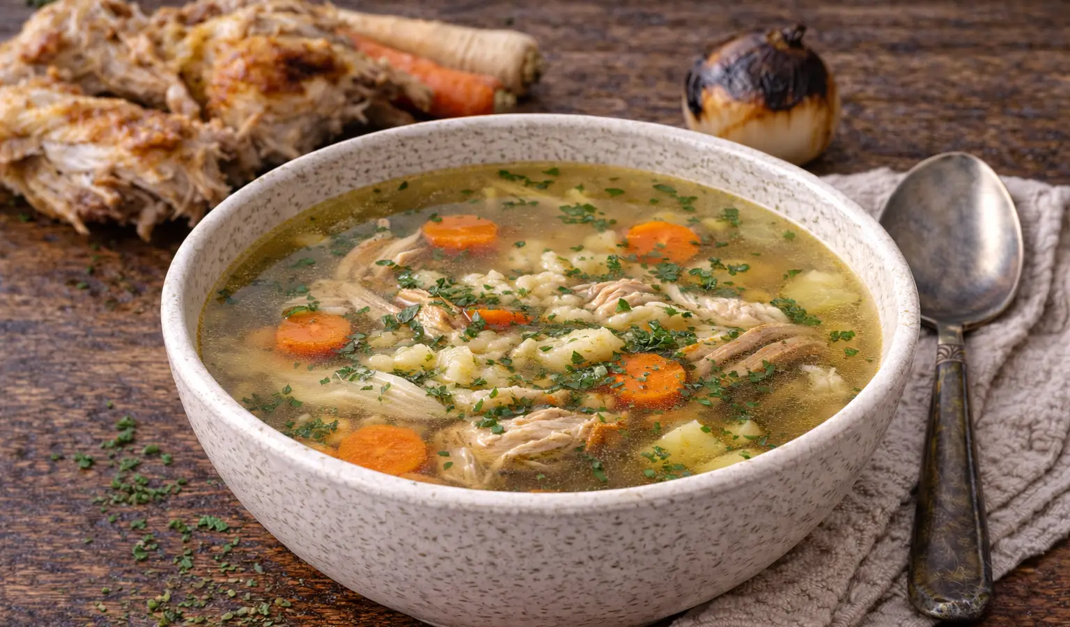 Rosół z pieczonym kurczakiem