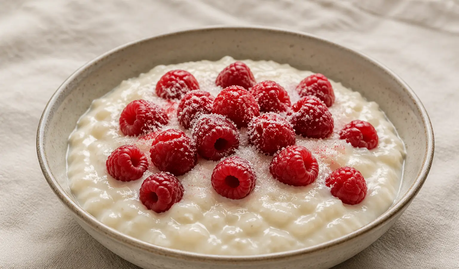 Ryż na mleku z malinami