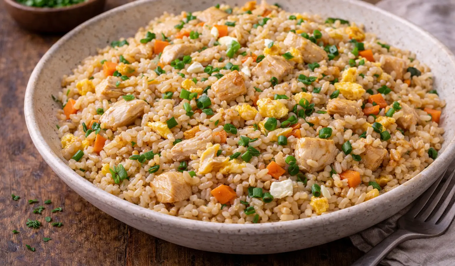 Ryż smażony z kurczakiem i jajkiem