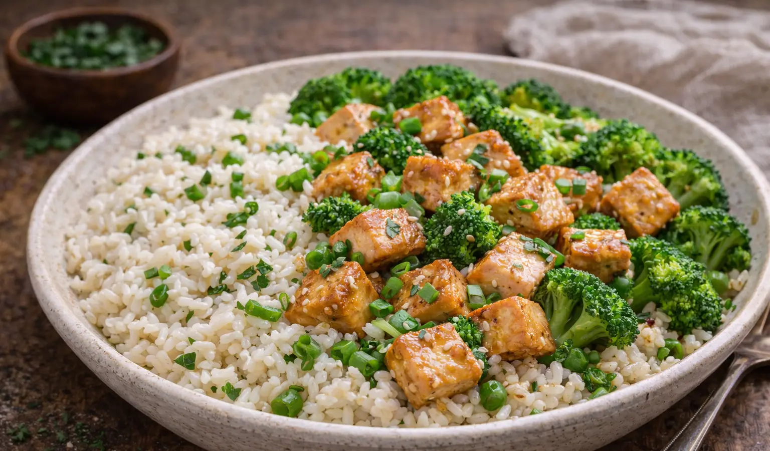 Ryż z tofu i brokułem