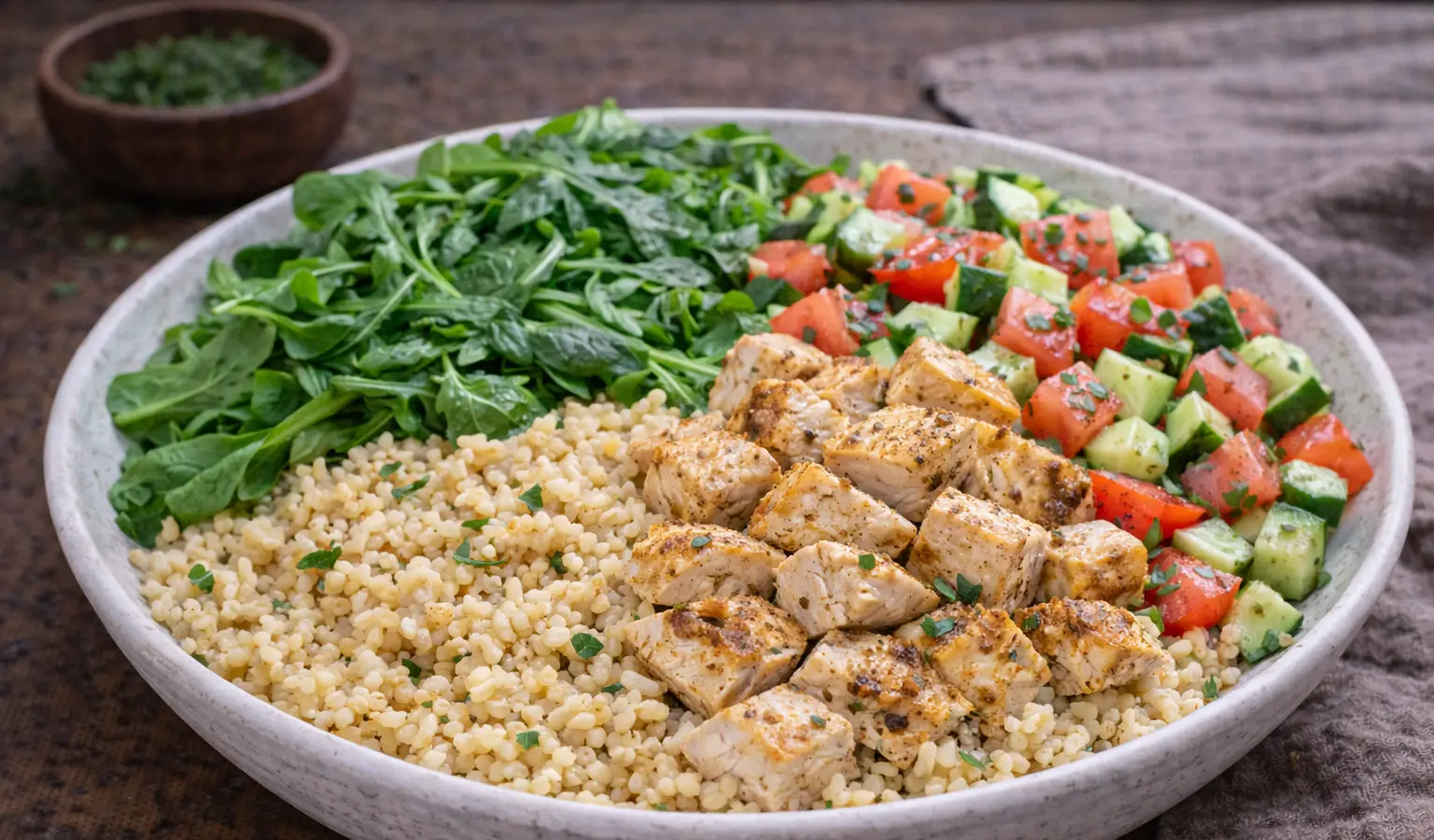 Sałatka z indykiem i kaszą bulgur