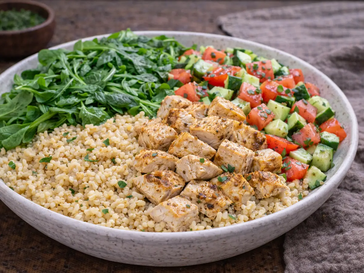 Sałatka z indykiem i kaszą bulgur